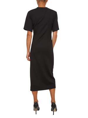 Abito midi Emme Marella in jersey interlock stretch nero in DONNA