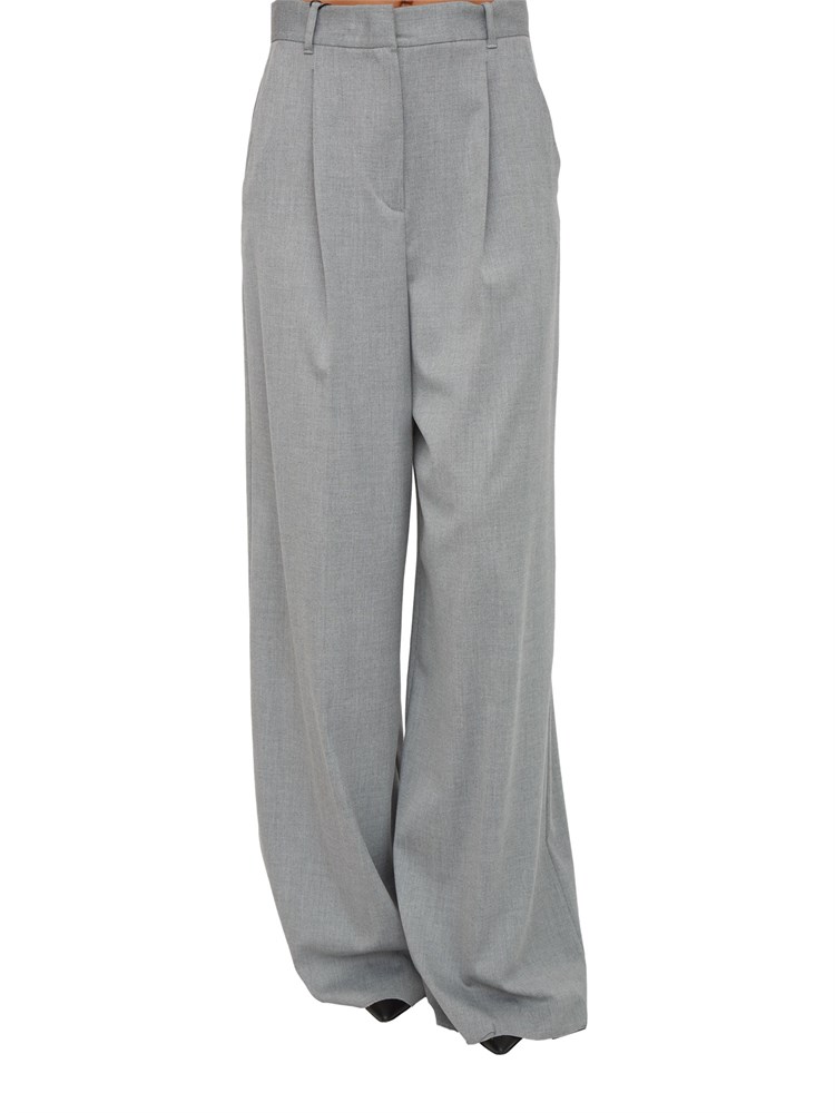 Pantaloni gessati Emme marella in tessuto grigio chiaro