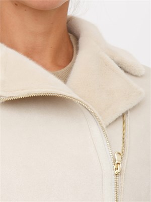 Giaccone Emme Marella in montone ecologico bianco panna in DONNA