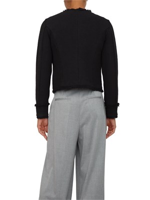 Giacca corta Emme Marella in stuoia armaturata di misto cotone stretch nero in DONNA
