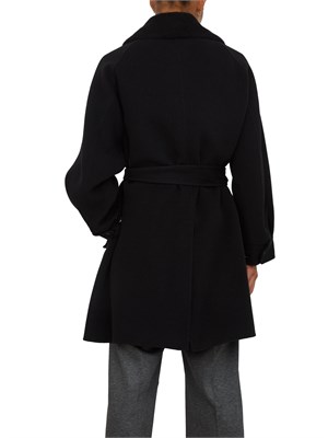 Cappotto Marella in misto lana nera con chiusura zip oro in DONNA