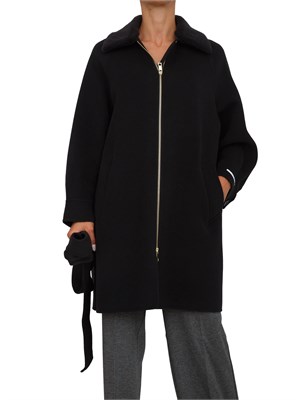 Cappotto Marella in misto lana nera con chiusura zip oro in DONNA