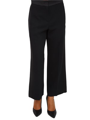 Pantalone Marella in crêpe envers satin nero con inserti satin laterali in DONNA