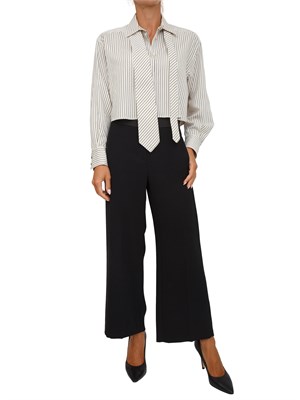 Pantalone Marella in crêpe envers satin nero con inserti satin laterali in DONNA