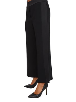 Pantalone Marella in crêpe envers satin nero con inserti satin laterali in DONNA