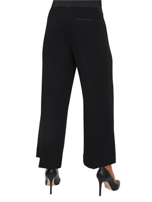 Pantalone Marella in crêpe envers satin nero con inserti satin laterali in DONNA