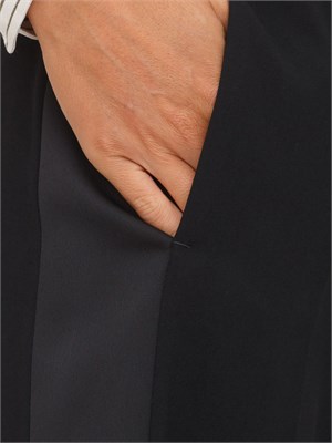 Pantalone Marella in crêpe envers satin nero con inserti satin laterali in DONNA