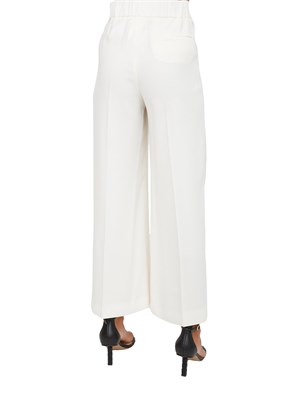 Pantalone Marella in crêpe envers satin bianco con inserti satin laterali in DONNA