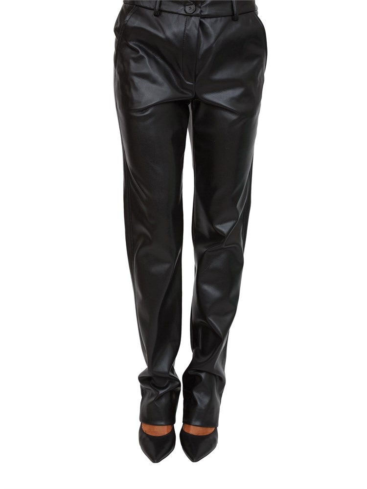Pantalone Marella effetto pelle in jersey spalmato nero