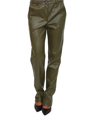 Pantalone Marella effetto pelle in jersey spalmato verde in DONNA