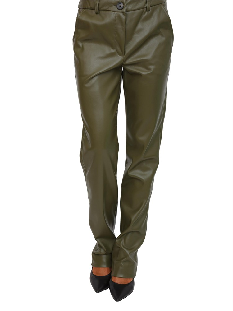 Pantalone Marella effetto pelle in jersey spalmato verde