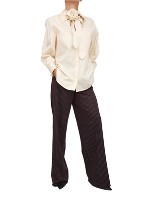 Camicia Marella con cravatta e fiore in popeline di cotone crema in DONNA