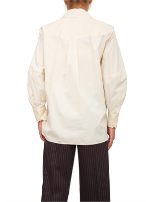 Camicia Marella con cravatta e fiore in popeline di cotone crema in DONNA