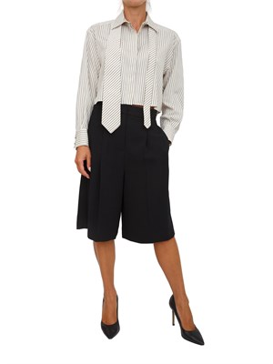 Blusa cropped Marella in twill lucido a righe verdi con cravatta in DONNA