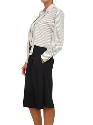 Blusa cropped Marella in twill lucido a righe verdi con cravatta in DONNA