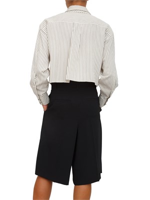 Blusa cropped Marella in twill lucido a righe verdi con cravatta in DONNA