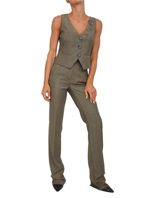 Pantalone Marella in saglia fluida verde in DONNA