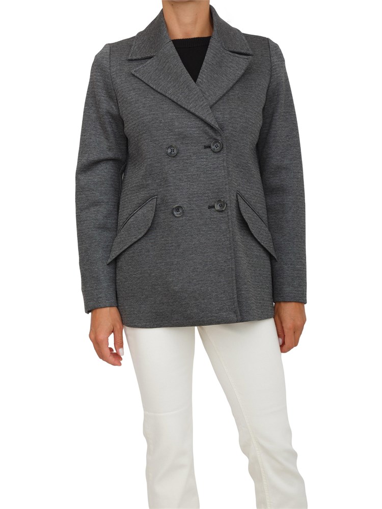 Cappotto giaccone doppiopetto Emme Marella in misto viscosa grigio