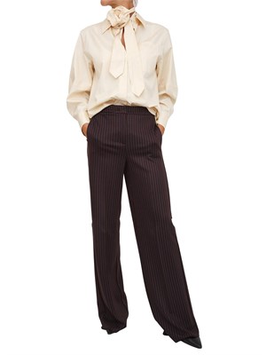 Pantaloni iBlues in jersey stretch marrone e fit ampio e dritto in DONNA