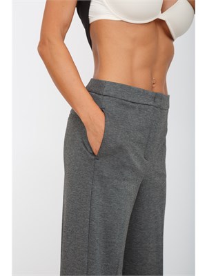 Pantaloni iBlues in jersey stretch grigio e fit ampio e dritto in DONNA