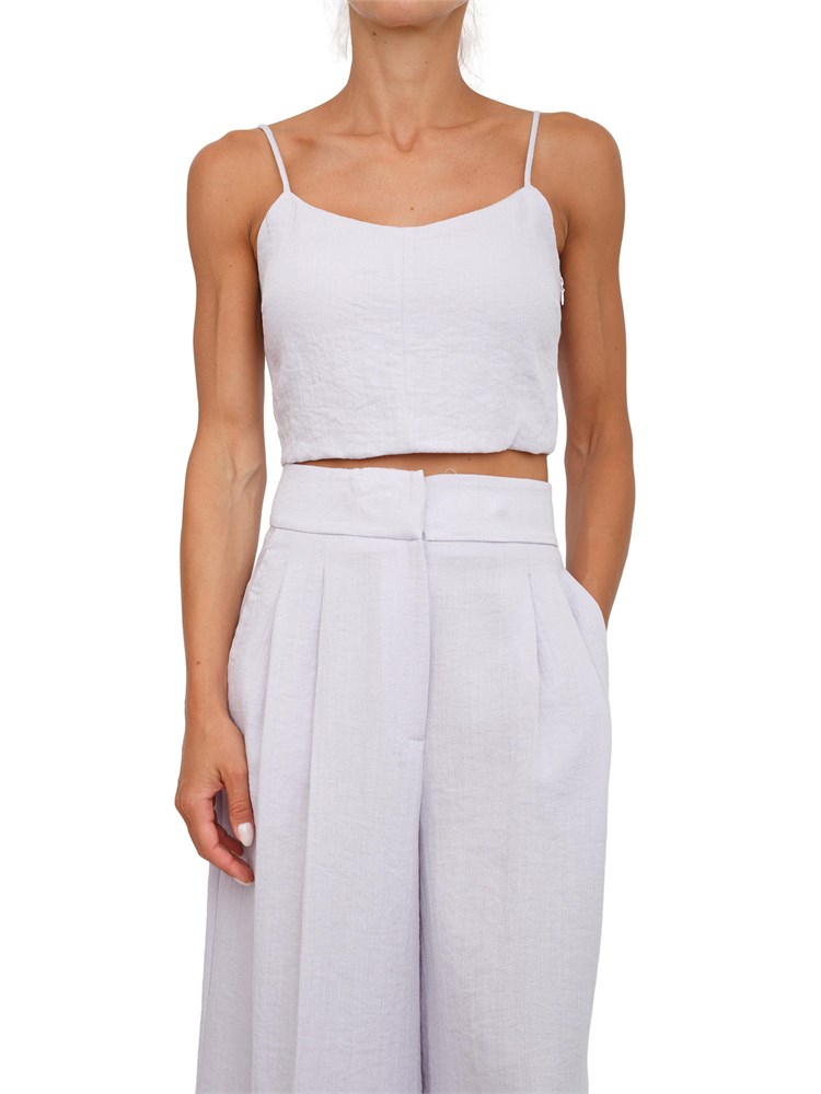 Top cropped Twinset in cotone lilla