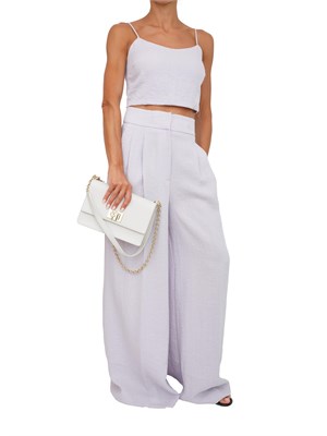 Top cropped Twinset in cotone lilla in DONNA