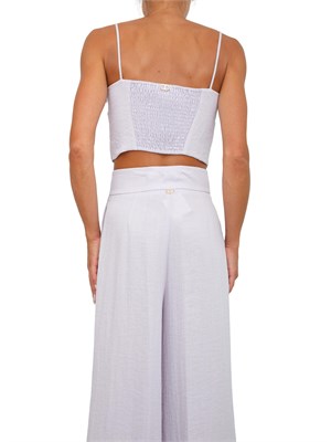 Top cropped Twinset in cotone lilla in DONNA