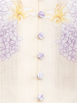 Camicia maniche lunghe Twinset in ramiè beige con fantasia floreale in DONNA