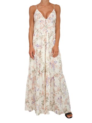Abito lungo Twinset in mussola beige con fantasia floreale in DONNA