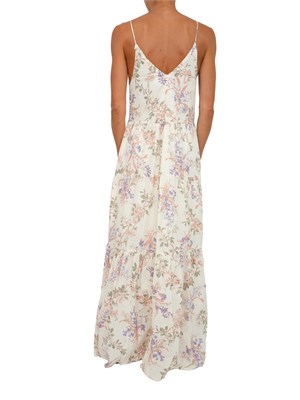 Abito lungo Twinset in mussola beige con fantasia floreale in DONNA