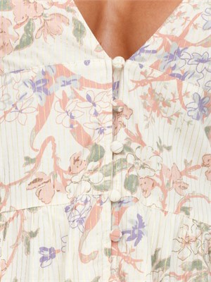Abito lungo Twinset in mussola beige con fantasia floreale in DONNA