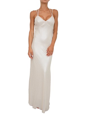 Abito lungo beige Twinset con ricamo di paillettes in DONNA