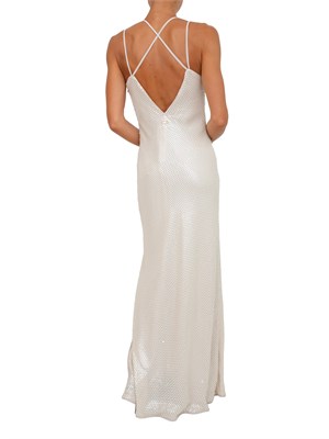 Abito lungo beige Twinset con ricamo di paillettes in DONNA