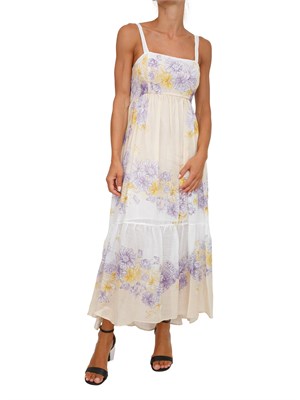 Abito lungo bustier Twinset in ramiè a fiori in DONNA