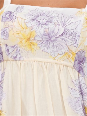 Abito lungo bustier Twinset in ramiè a fiori in DONNA