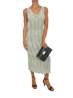 Abito longuette Twinset in maglia con lurex verde in DONNA