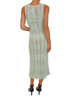 Abito longuette Twinset in maglia con lurex verde in DONNA