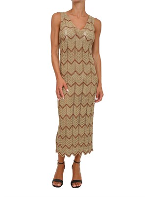 Abito longuette Twinset in maglia bicolore in DONNA