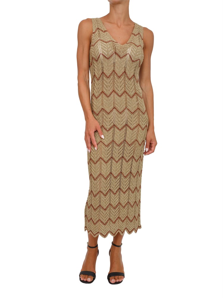 Abito longuette Twinset in maglia bicolore