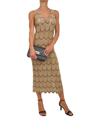 Abito longuette Twinset in maglia bicolore in DONNA