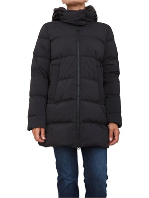 Piumino nero Peuterey con cappuccio bimaterico a contrasto in DONNA