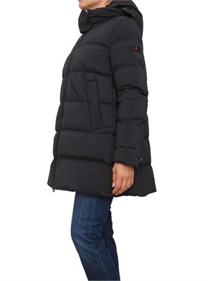 Piumino nero Peuterey con cappuccio bimaterico a contrasto in DONNA