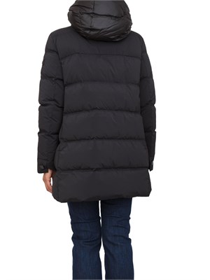 Piumino nero Peuterey con cappuccio bimaterico a contrasto in DONNA