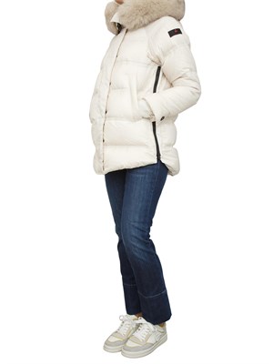 Piumino bianco idrorepellente Peuterey in piuma d'oca con zip laterali in DONNA