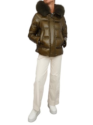 Piumino Peuterey in nylon lucido ripstop verde imbottito in piuma d'oca in DONNA