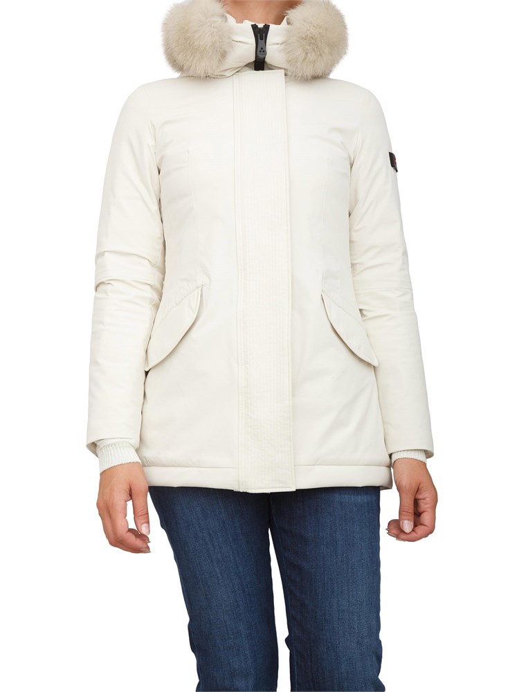 Piumino slim Peuterey con pelliccia in tono colore bianco
