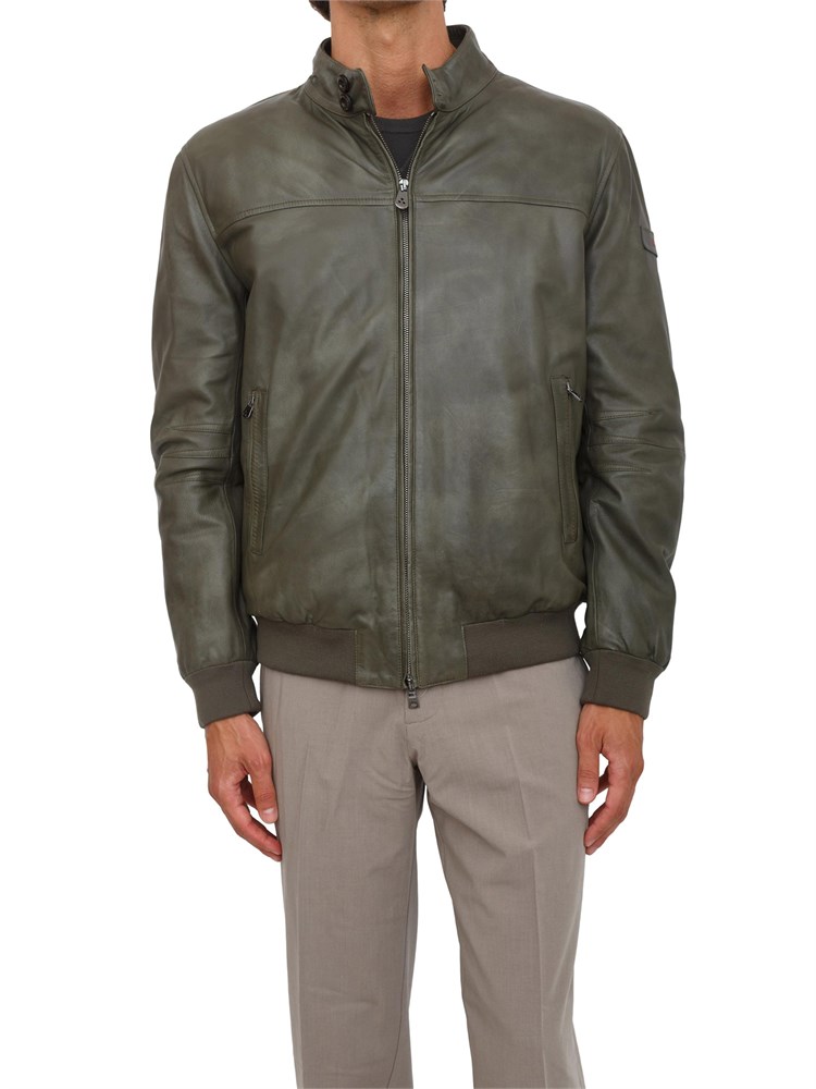 Bomber in pelle verde Peuterey effetto vintage