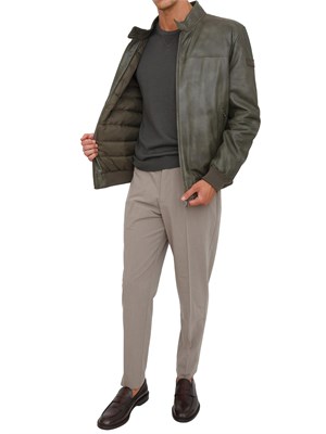Bomber in pelle verde Peuterey effetto vintage in UOMO