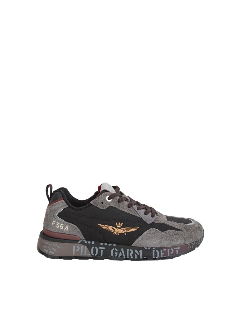 Sneakers Aeronautica Militare nylon ripstop nero e grigio