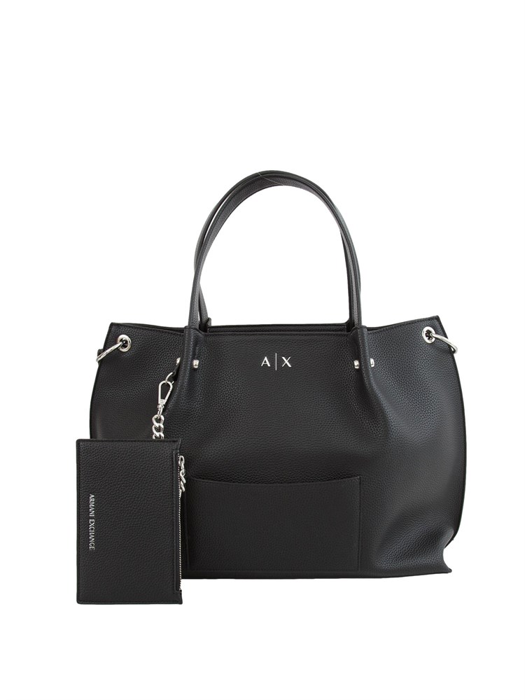 Borsa shopper Armani Exchange in ecopelle viola con pochette remoivibile